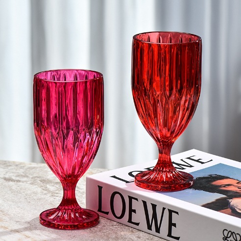 컬러 양각 수직 립 라인 잔 음료 주스 컵 물 유리 와인 유리 가정용 레드 와인 잔