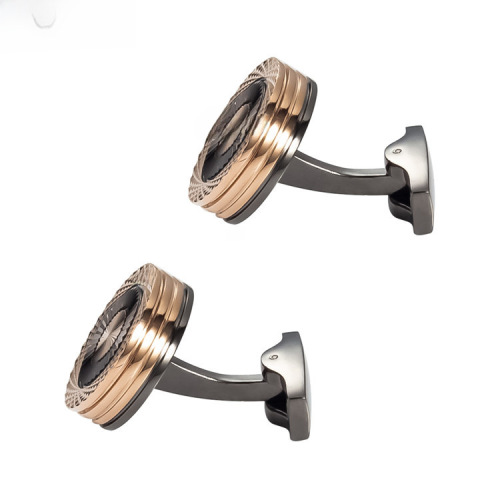 High-end round double-layer electroplated metal cufflinks wholesale men's gold-plated French cufflinks