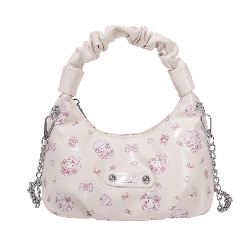 Bolsa coreana para mujeres 2026 verano nuevo lindo dibujo animado impresión bolso de mochila diaria dulce bolso de nube