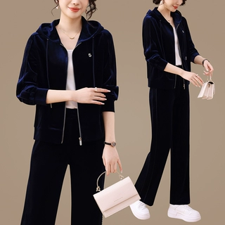 2026春秋季新款时尚休闲运动套装女减龄半拉链卫衣外套阔腿裤套装