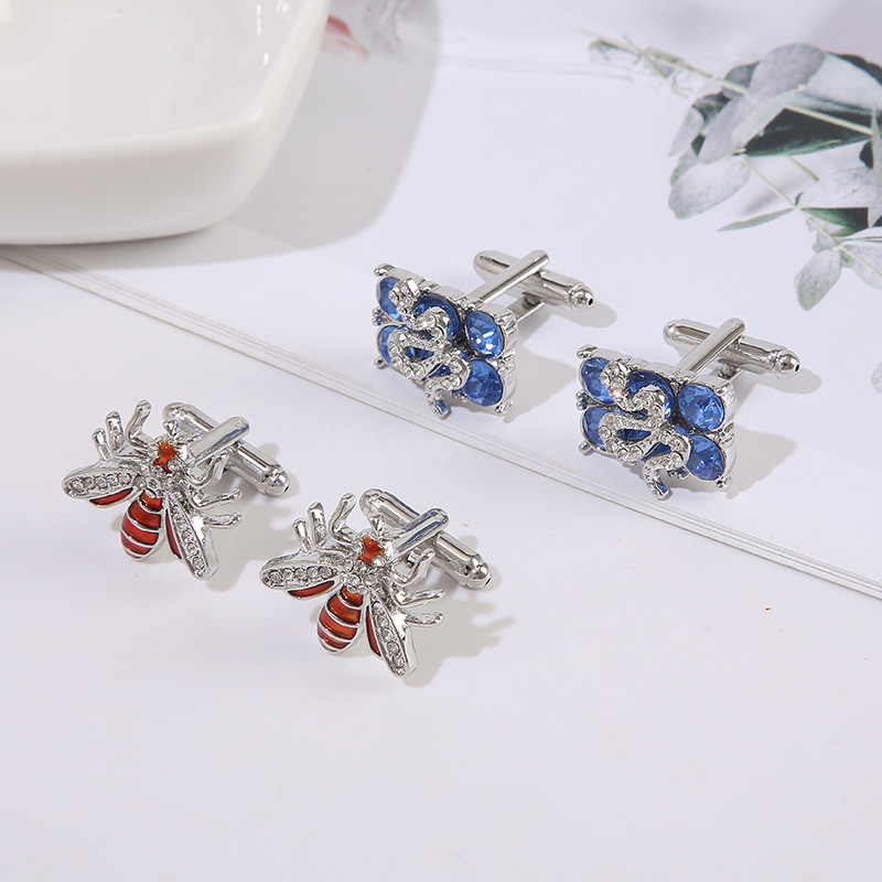 Neue Bee Rechteckige Diamant Manschettenknöpfe Mode herren Hemd Französisch_voghion.com