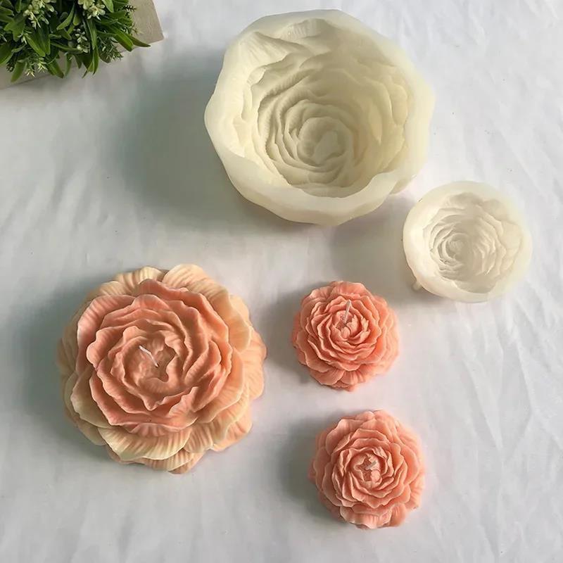Extra Large Flower Peony Candle Silicone Mold 3D Plant Molde de silicona