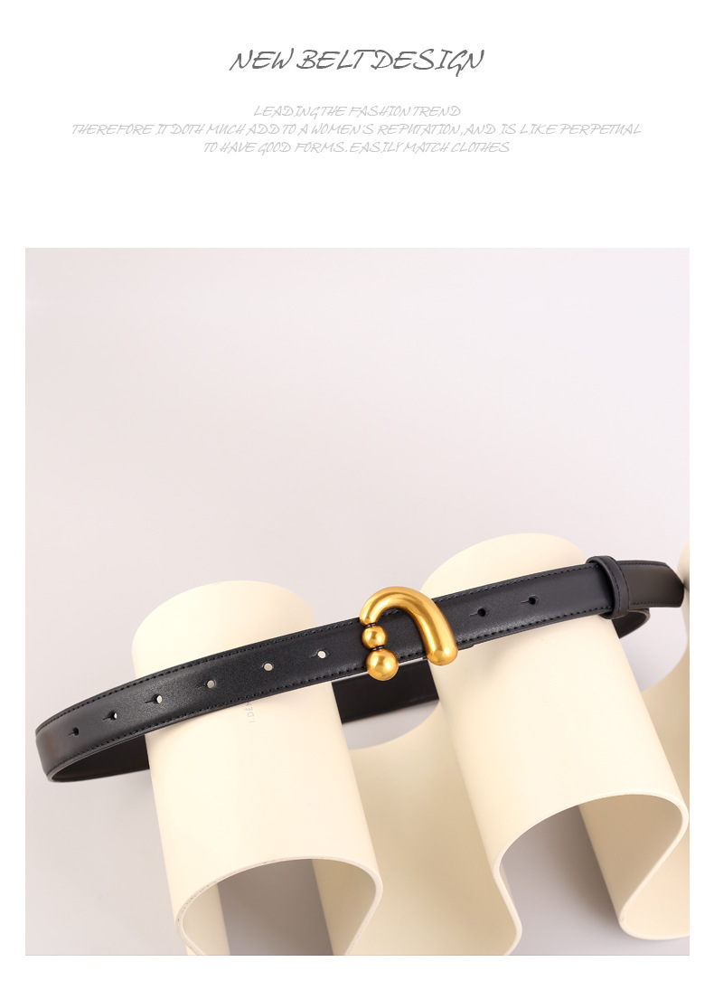 Hot Selling Ancient Silver Gold Buckle Cowhide Women's Belt New Fashionable Leather Belt Decoration with Skirt Pants Belt Trendy Women's Stock_voghion.com