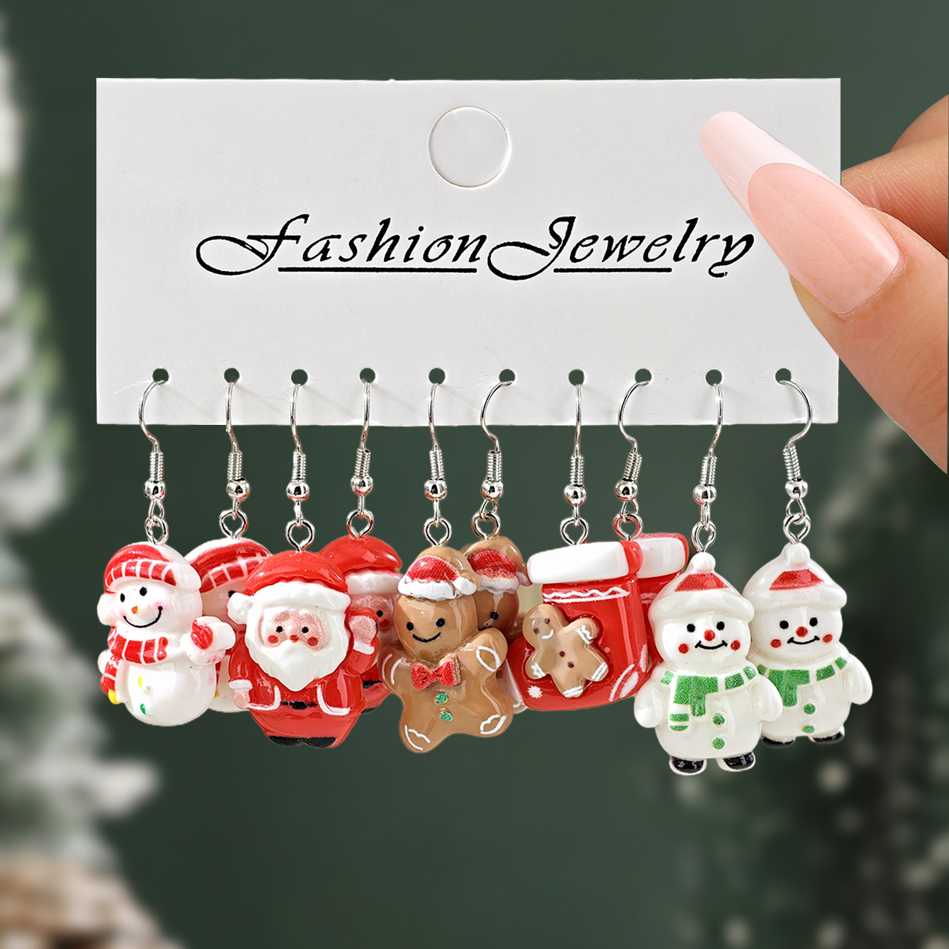 12pcs transfronterizos venta caliente pendientes de Navidad creativos Papá Noel muñeco de nieve lindo pequeño alce set de regalo