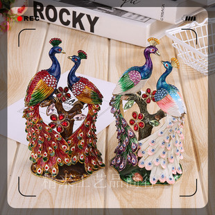 Creative Peacock jewelry jewelry box Light Luxury Crafts Enamel Color Metal Home Decoration jewelry box