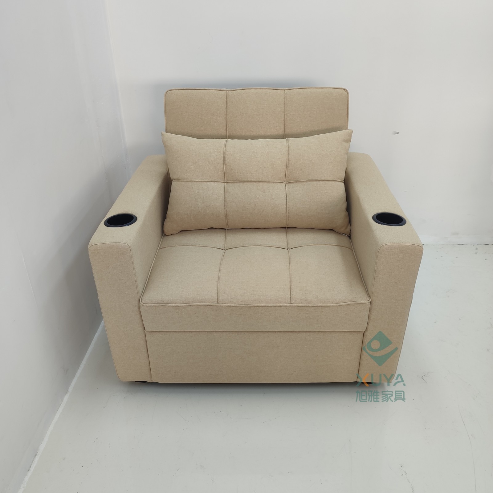 Sofá cama de cuero multifuncional para una persona, sala de estar, oficina, almuerzo, artefacto mágico con portatazas, sofá cama de cine privado
