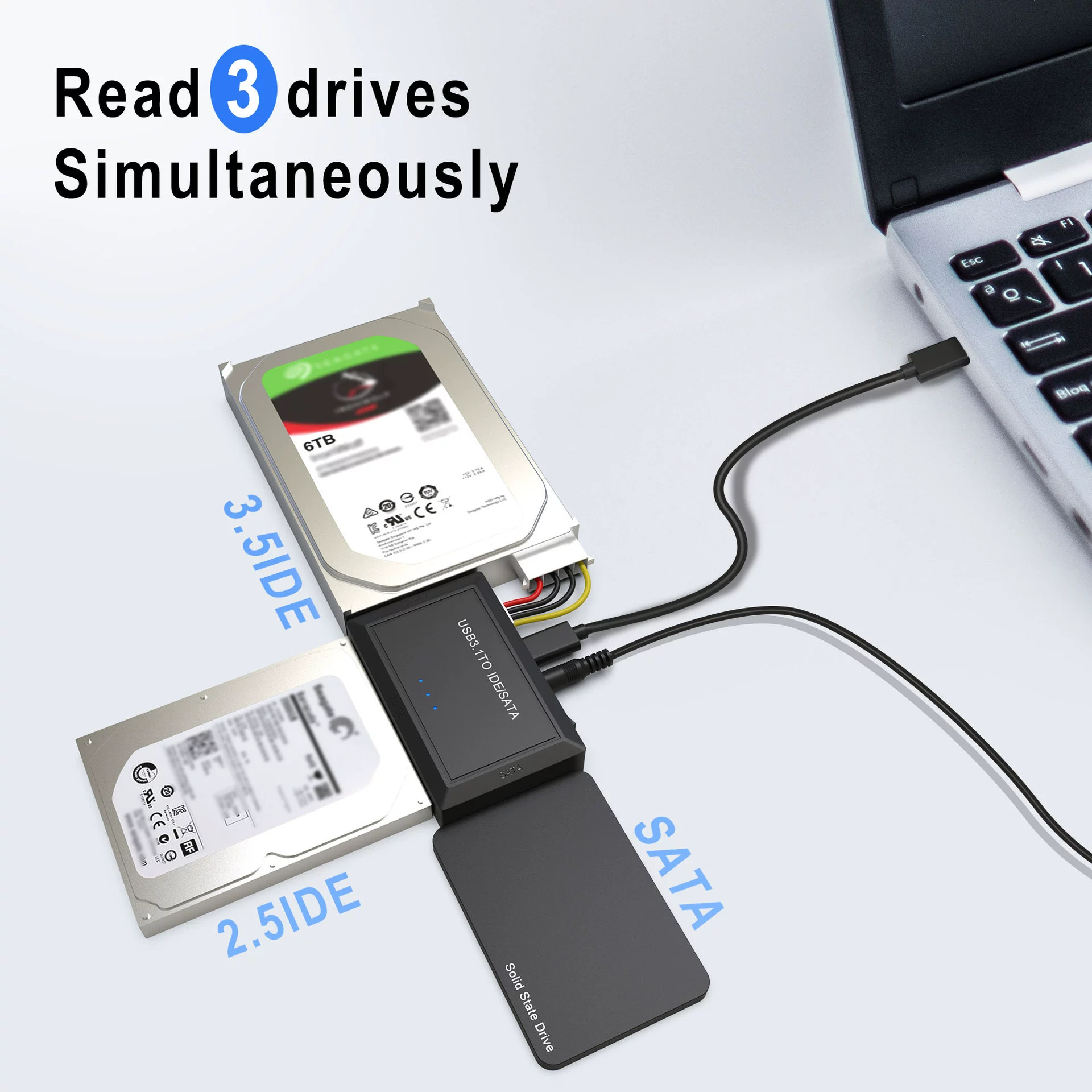USB 3.1 на IDE/SATA адаптер Type-C для 2.5/3.5" жёстких дисков, простой кабель для подключения диска