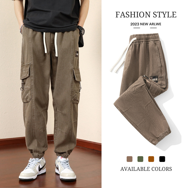 Pantalones de herramientas para niños primavera y otoño 2024 nueva tendencia suelta pantalones casuales pantalones de todo fósforo guapos para hombres