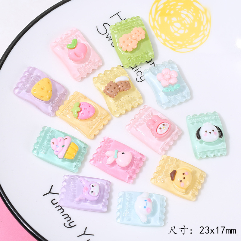 Directo de fábrica de fresa caramelo resina DIY horquilla cabeza cuerda teléfono móvil accesorios cáscara orejas grandes perro crema pegamento al por mayor