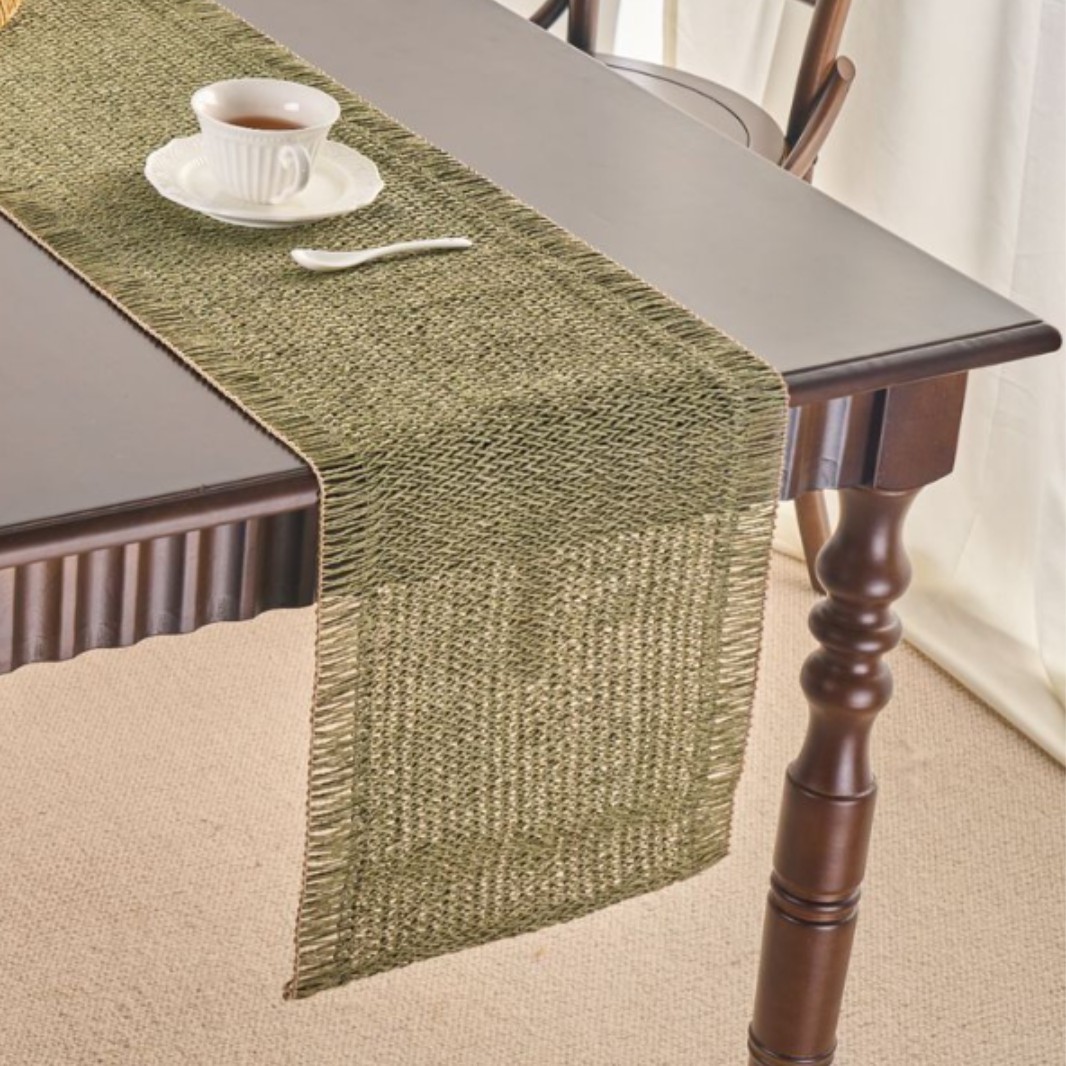 Bandera de mesa de té Yiqiyun Estilo pastoral americano Bandera de mesa tejida verde Decoración Mesa de centro Gabinete de TV Tapa larga