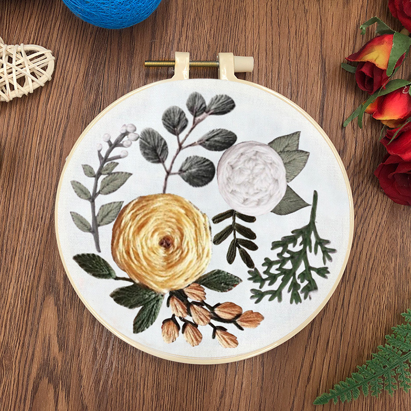 Original-Nuevo bordado DIY flor hecha a mano material de tela paquete conjunto fabricante creativo en stock con tutorial
