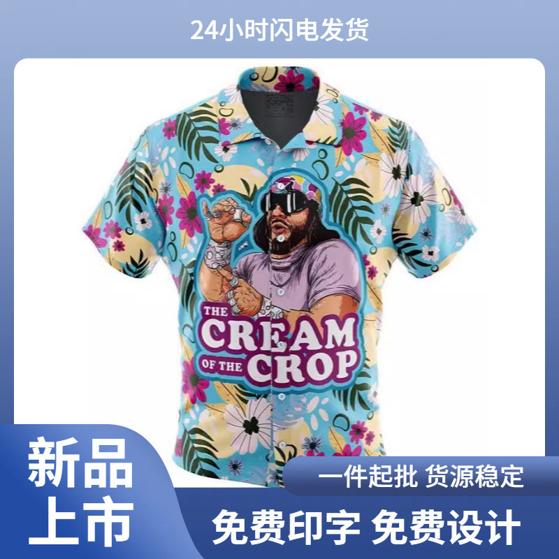 2024 foreign trade summer new men's slim fit casual short sleeve shirt youth shirt men's cartoon shirt 2024 foreign trade summer new men's slim fit casual short sleeve shirt youth shirt men's cartoon shirt