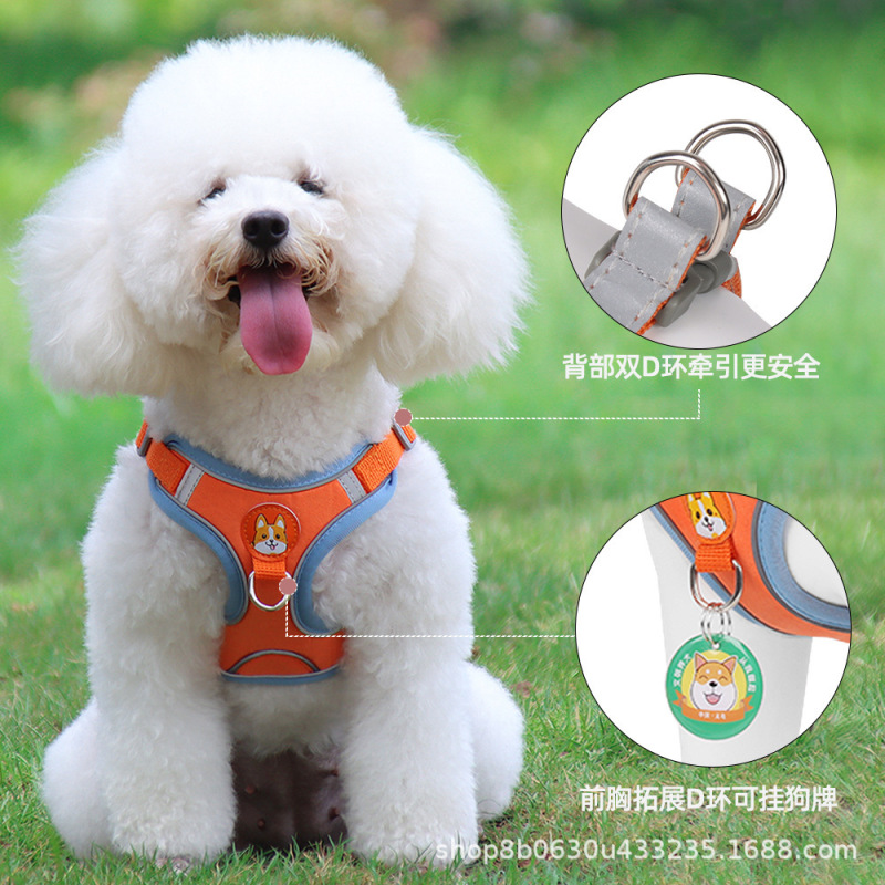 工場直売アウトドアペットベスト服猫犬胸ベスト牽引紐|undefined
