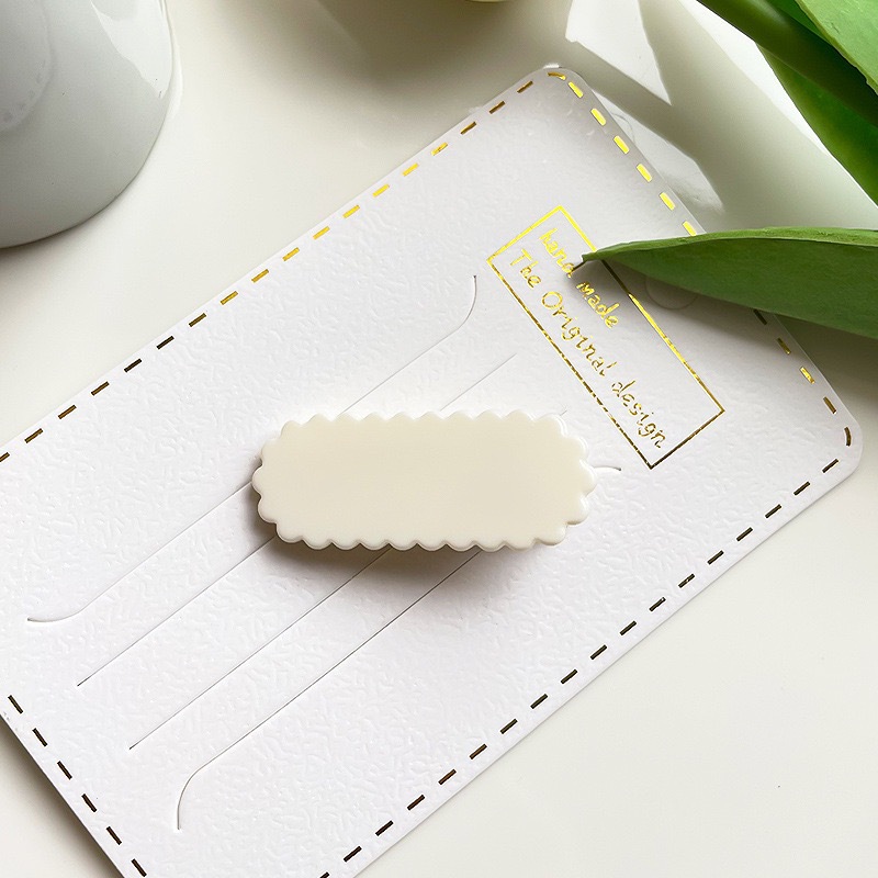 简约亮面糖果色塑料两头圆花边椭圆波浪夹u型波浪diy手工发夹材料