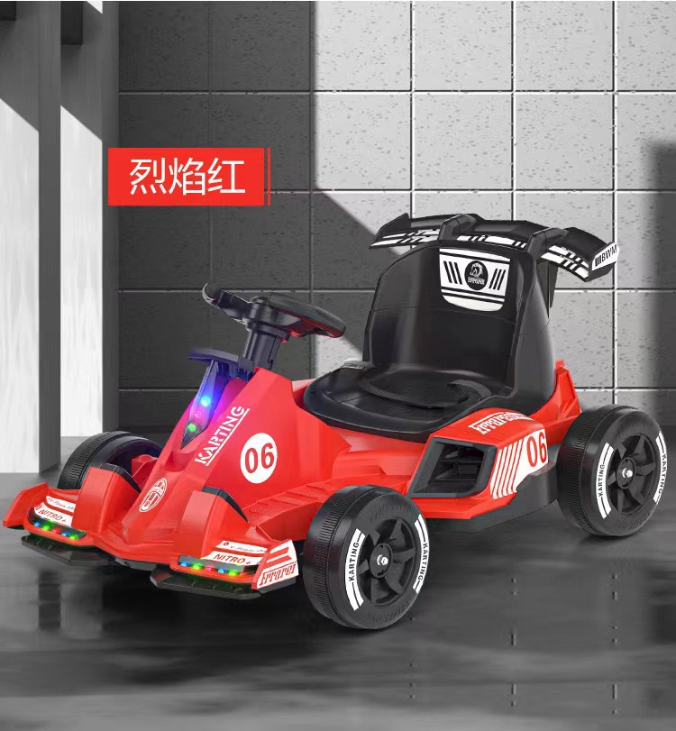 Carretín de kart para niños, coche eléctrico de cuatro ruedas, coche de control remoto, coche de juguetes recargables para niños, coche para personas
