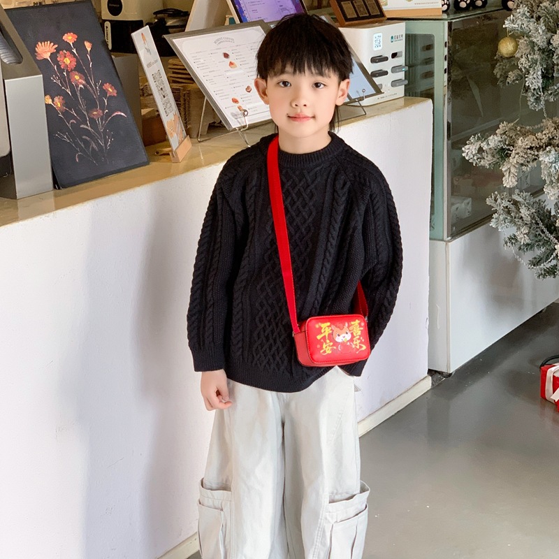 2026 Año del Caballo Festival de Primavera niños bolsas de Año Nuevo dibujos animados lindas bolsas de hombro para niños y niñas de estilo nacional festivo bolsas de Año Nuevo para niños