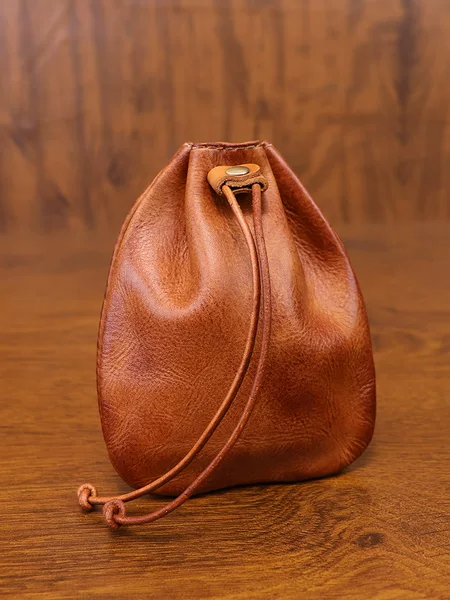First-Layer Cowhide Leather Money Pouch, Hand-Rubbed Color Finish, Portable Coin Purse, Drawstring Change Leather Bag, Vintage Style