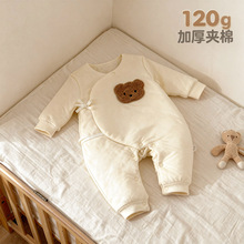 新生宝宝棉衣a类夹棉无骨蝴蝶衣哈衣婴儿衣服纯棉加厚连体衣秋冬