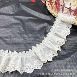 棉布褶皱diy刺绣花边辅料  领口裙摆边下摆布料服装辅料衣服材料