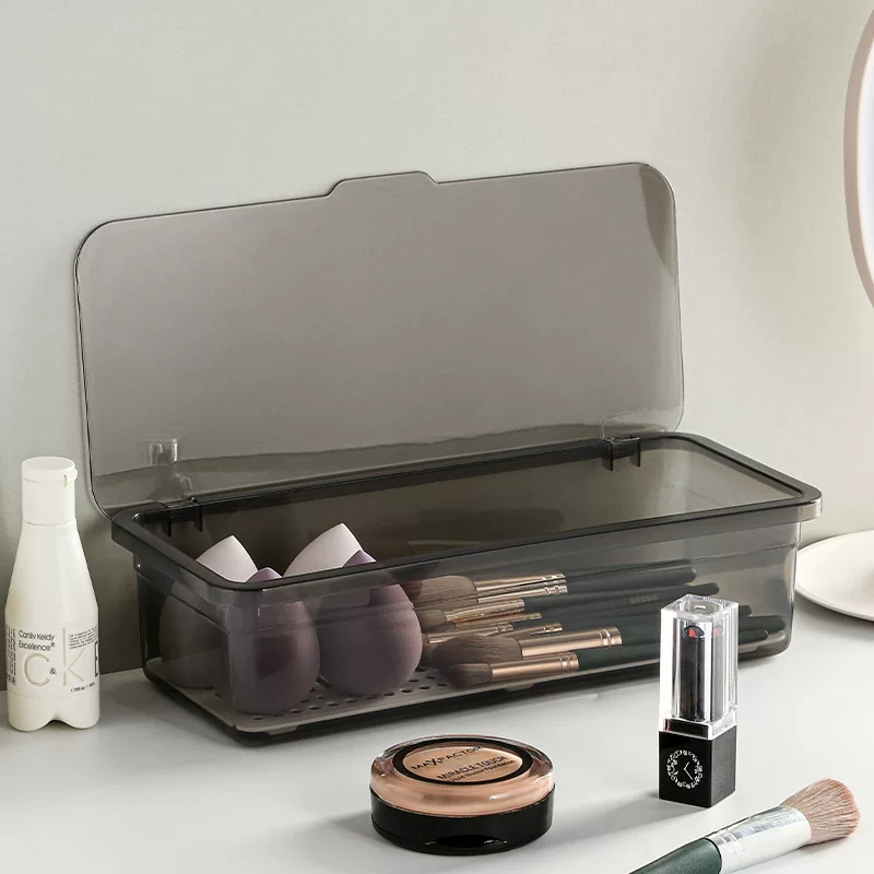Makeup Storage Box (INS) — Rectangular Transparent ABS+PP Organizer, 27×11.5×6.5 cm
