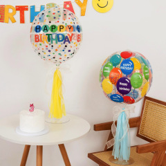 Ins風球形透明プリントカラー4d波球子供誕生日パーティーシーンアレンジテーブル漂う道具