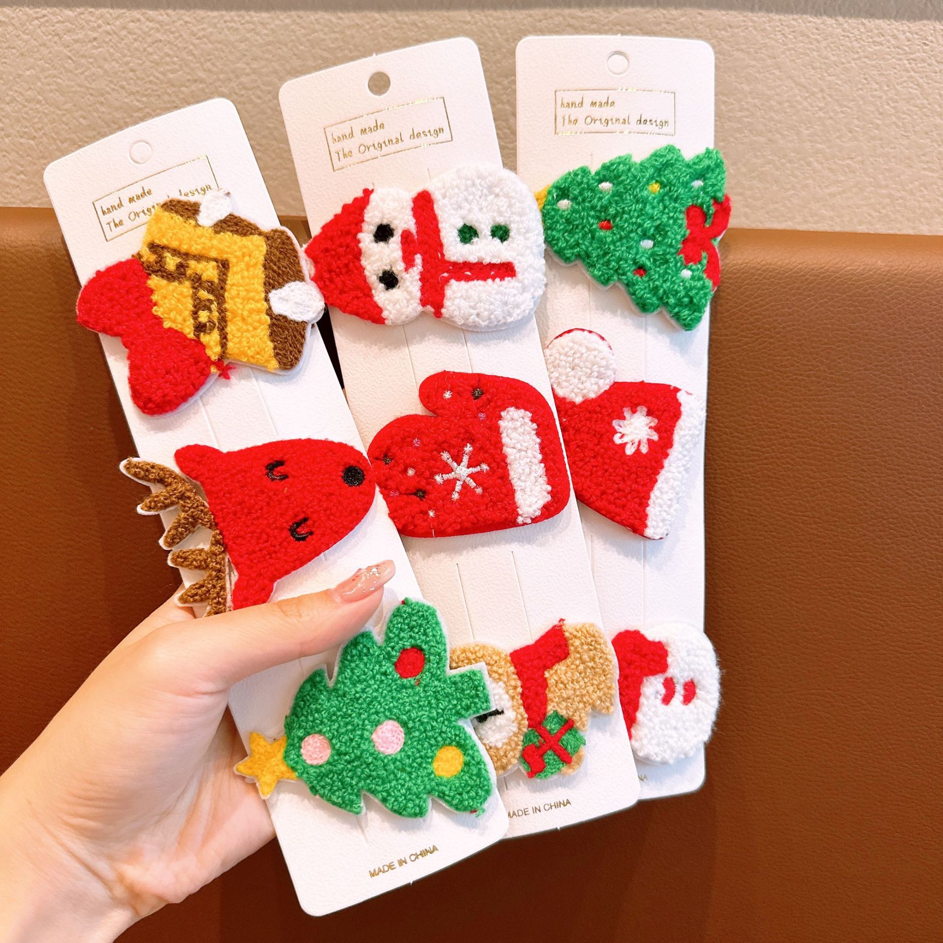 2024 niños navidad pinas de pelo dibujos animados adorables árbol de Papá Noel sombrero muñeco de nieve adornamientos de cabello otoño invierno sombrero