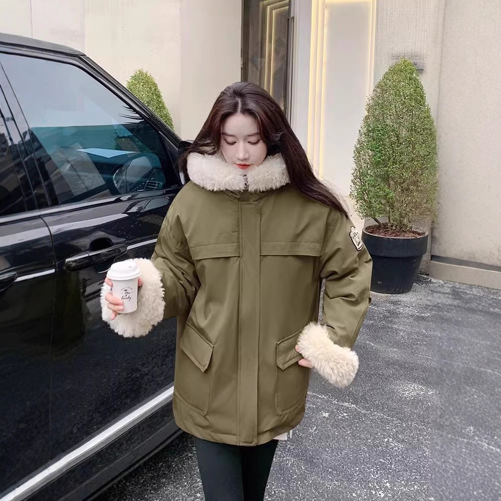 2025 invierno comercio exterior de cordero encapuchado y terciopelo para superar la nueva moda de ropa de algodón de plumón de mujer chaqueta de algodón abrigo image 4