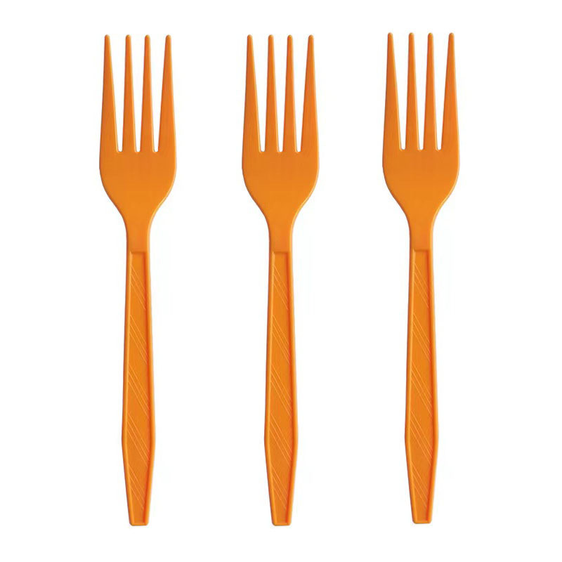 25 piezas transfronterizas Amazon PS desechable de plástico cuchillo, tenedor y cuchara vajilla de tres piezas conjunto de banquete de la torta del partido