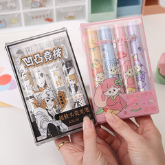 卡通水果女孩熒光筆彩色軟頭護眼色熒光筆 學生劃重點標記記號筆