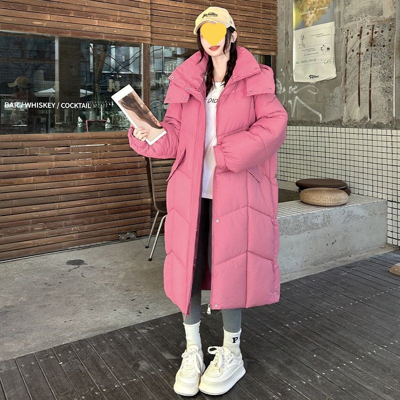 冬季防寒棉服新款时尚长款过膝韩版宽松面包棉袄加厚棉衣外套黑色