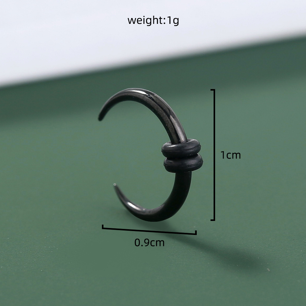 Fashion Black C-shaped Crescent Body Piercing Horn Nose Ring display picture 5