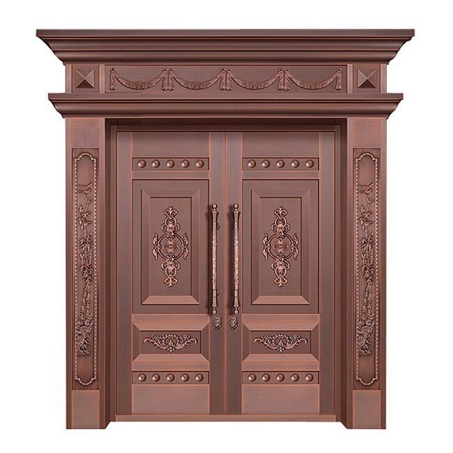 Luxury custom-made solid copper entry door for high-end homes, featuring a luxurious stainless steel finish that mimics the look of copper. Color: [Color information would go here, if available] | Copper color No. 7