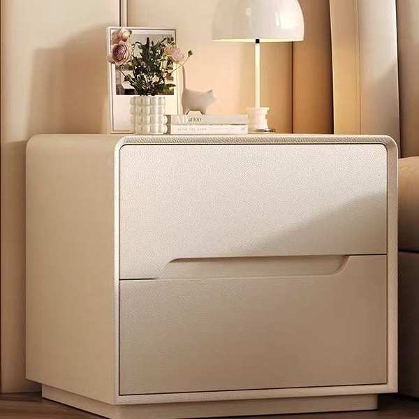 All Solid Wood Bedside Table Modern Simple Installation-Free Bedroom Bedside Table Cream Style Light Luxury Storage Cabinet