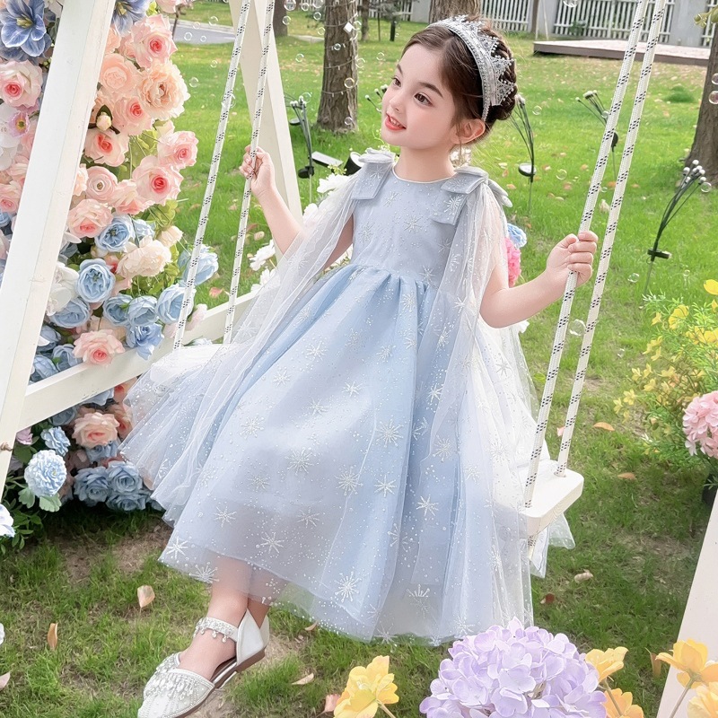 Korean Girls Aisha Shawl dress Summer 2025 New Mesh 61 Aisha Performance Princess Dress Children's Wear