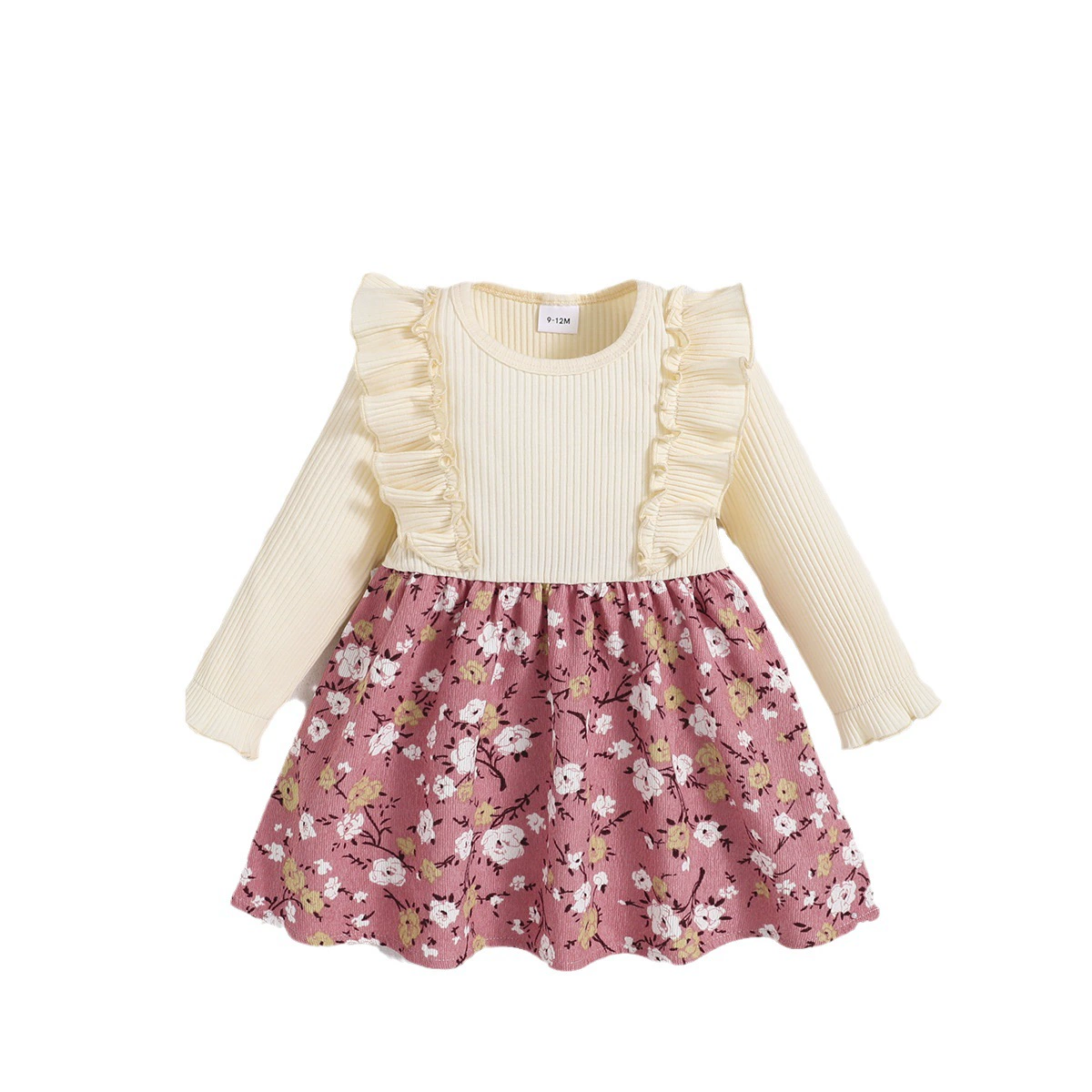 Autumn children's dress, scarf, children's clothing, flowered