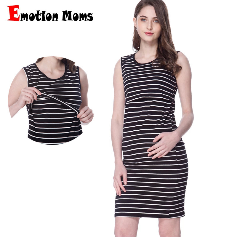 Sleeveless Breastfeeding dress Elegant Temperament Pregnant Women's Skirt Elastic Slim-Fit Exterior Breastfeeding Clothes European and American plus size Women's Clothing