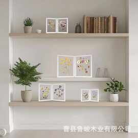 跨境木质亚克力相框diy植物标本框桌面可折叠中空画框干花展示框