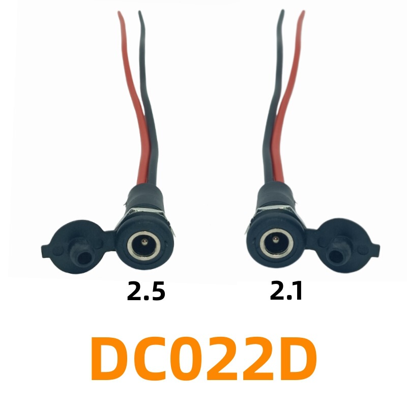Electric lithium bicycle connection charging port lithium battery with cover waterproof DC022D2.1 /2.5 pin round hole