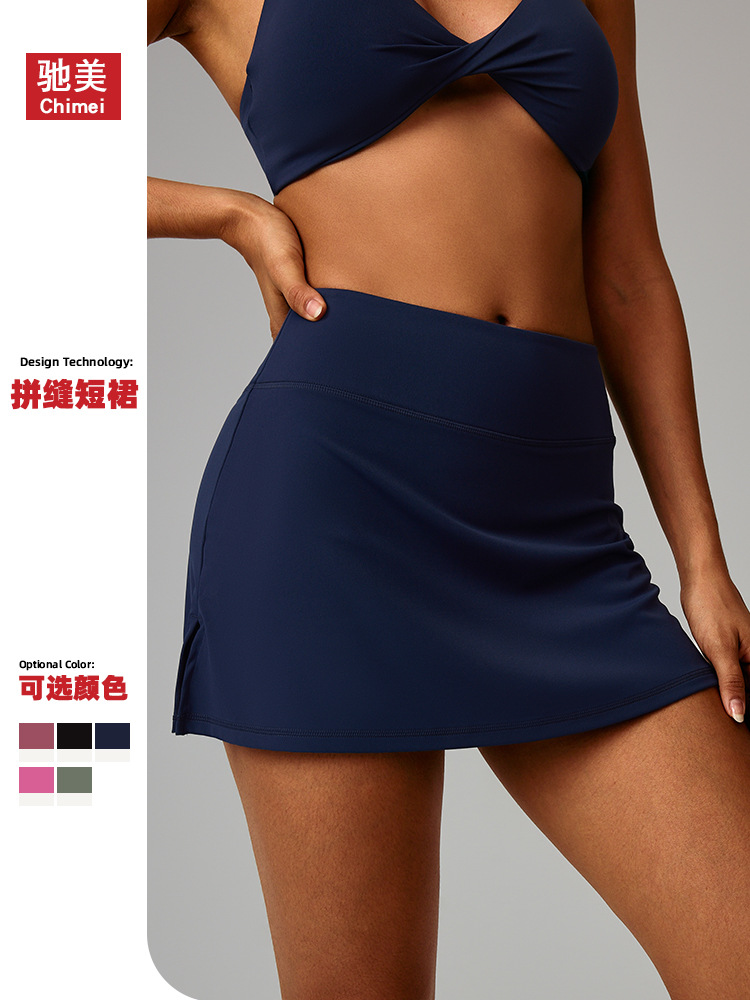 Chimei verano delgado falda de tenis de secado rápido falda de fitness para correr anti-luz falsa mini falda deportiva de dos piezas transfronteriza
