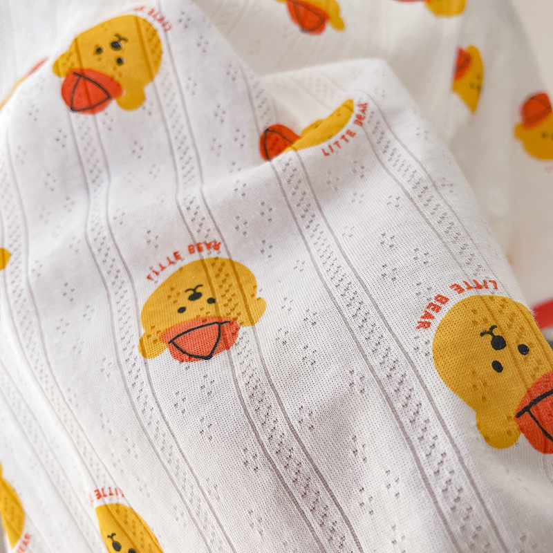 Primavera y Verano para Niños de estilo coreano para niñas Ropa de hogar traje transpirable cómodo Algodón puro algodón respiración bebé pijamas ropa de aire acondicionado