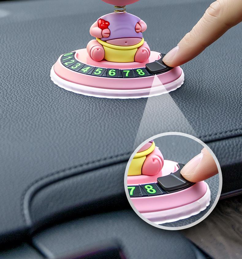 New Cartoon Car Parking Number Plate, Car Moving License Plate, Piggy Spring Ornament, Car Accessories Wholesaler
