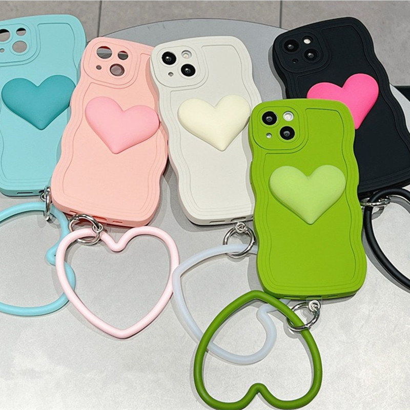 Suitable for Apple 17 Promax Wavy Edge 16 Phone Case 15 Mustard Green iPhone 12 Bracelet 13 Heart X/14