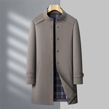 2025立领风衣中长款单排暗扣大衣中年商务休闲新品时尚免烫外套男