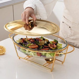 Foreign Trade Cross-Border Glass Buffet Stove Iron Wire Rack Egg-Shaped Food Heating Container Alcohol Stove Chafing Dish