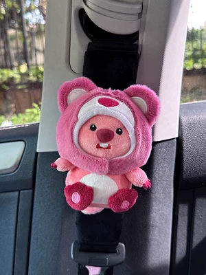 Car seat belt shoulder Seat belt shoulder pad - strawberry-bear-beaver-1-black-shoulder-pad