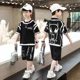 夏季小中童装速干衣酷帅短袖休闲运动套装儿童潮流夏装男女童