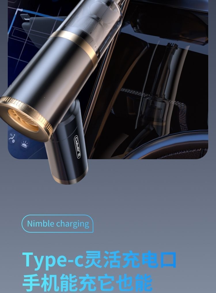 Kafeile Car Vacuum Cleaner, Wireless Charging, Dual-use for Suction and Blowing, Small Handheld for Home and Car, High Power