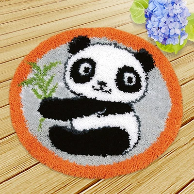 Wool Embroidery Floor Mat Crochet Embroidery | Avtomobil döşəmə paspasları - zd031-little-panda-38cm-white-net-cross