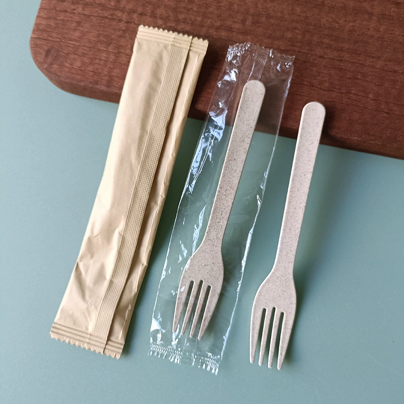 Новая пшеничная солома одноразовая ложка независимая упаковка вилка десерт ложка торт вилка вилка ложка посуда без