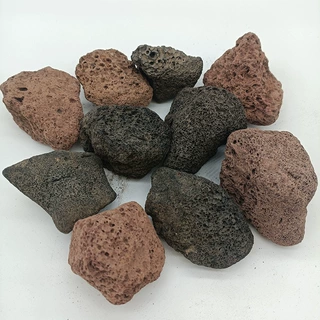 源头工厂防爆火山石耐高温不爆裂烧烤火炉香薰红色黑色硬质火山岩